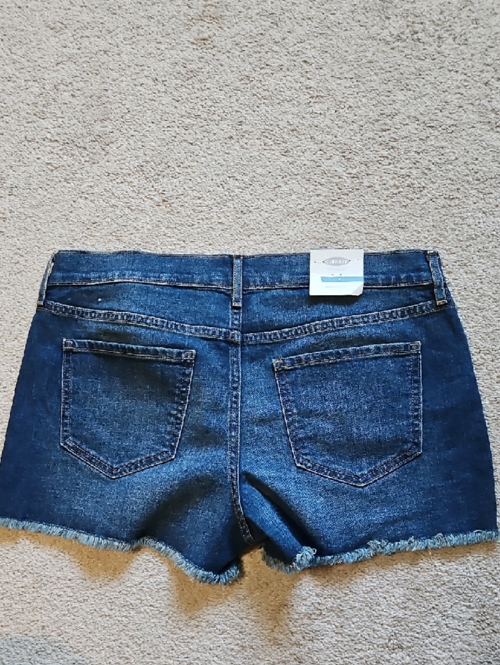 NWT Old Navy Dark Blue Denim Frayed Hem Jean Shorts - Picture 3 of 5